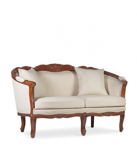 Canapea fixa tapitata cu stofa, 2 locuri Vintage Louis Crem, l160xA75xH90 cm
