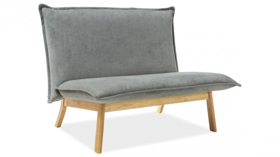 Canapea fixa tapitata cu stofa, cu picioare de lemn Bolivia 2 Grey, l110xA51xH77 cm