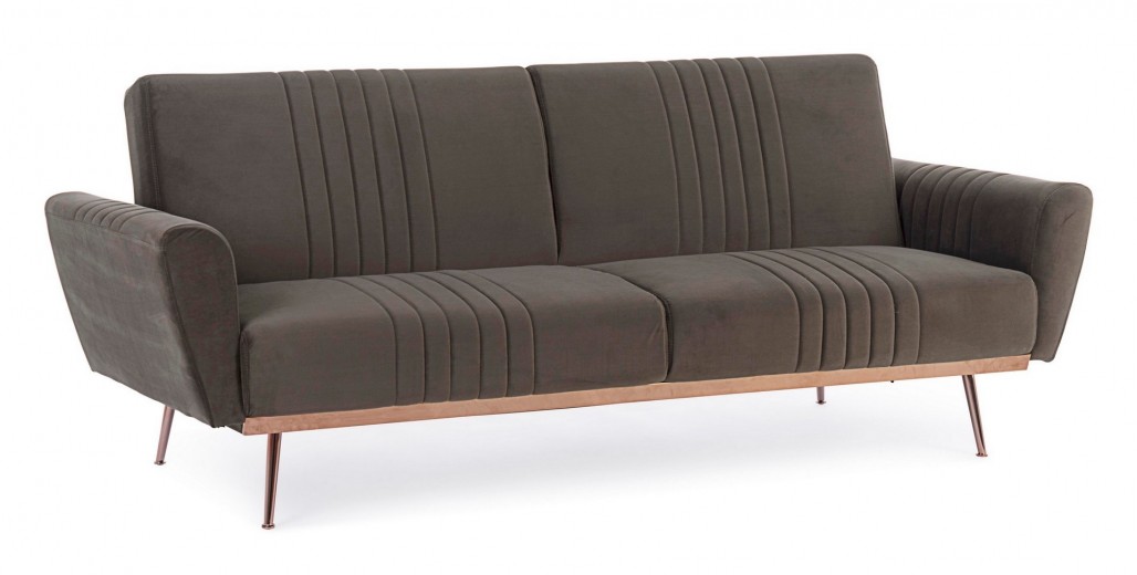 Canapea Johnny Velvet Maro Extensibila cu Spuma Poliuretanica, 3 Locuri, Suprafata de Dormit 180x104 cm, tapitata cu Stofa, l210xA83xH85 cm
