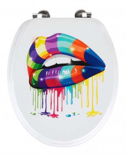 Capac toaleta din MDF, Lips Alb / Multicolor, l34,5xA41 cm