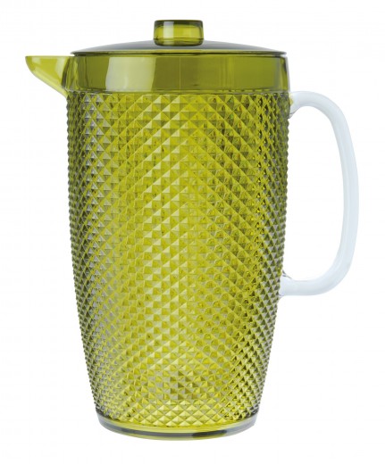 Carafa cu capac pentru apa, din plastic unbreakable, 2,5L, Ø15xH25 cm, Diamond Verde