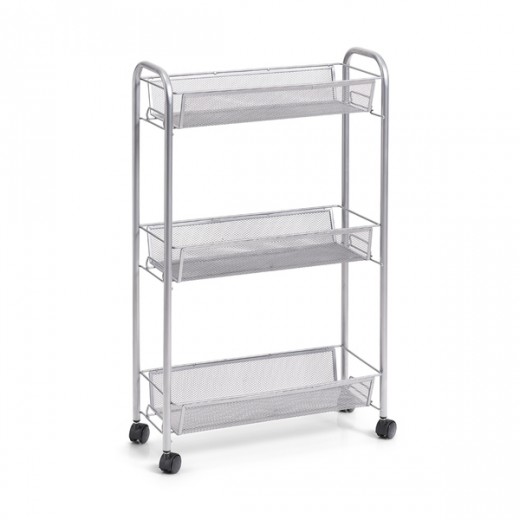 Carucior pentru bucatarie cu 3 spatii de depozitare, din metal, Trolley II Gri, l44xA17xH70,5 cm