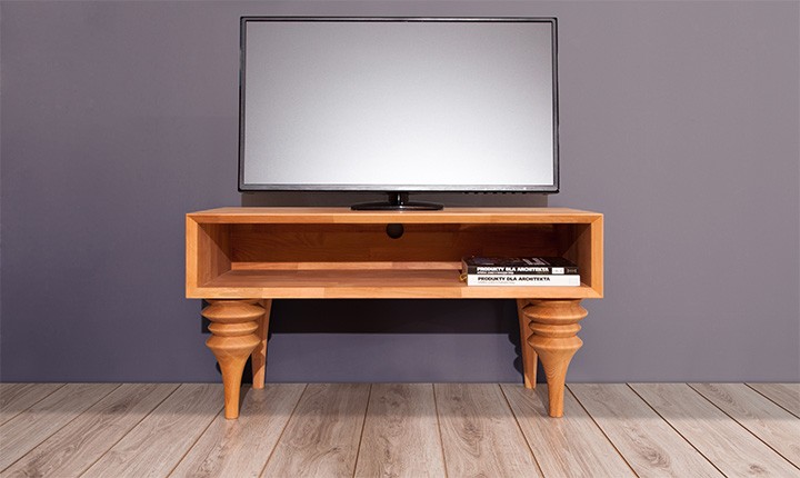 Comoda TV din lemn masiv de fag Parys RTV natural, l106xA45xH61 cm