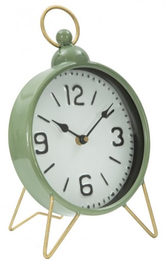 Ceas de masa din metal si sticla Glam Verde, 20 x 32,5 cm
