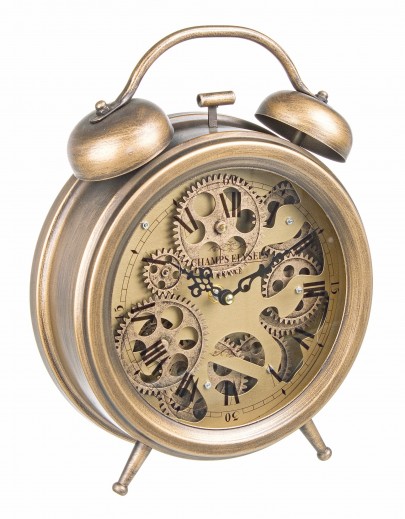Ceas de masa Engrenage D26 Auriu Antichizat, L26xl8xH33,5 cm
