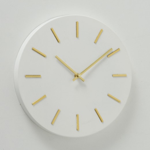 Ceas de perete Mareike Alb / Auriu, Ø30 cm