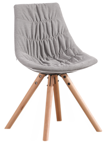 Scaun tapitat cu stofa si picioare din lemn, Chiara Grey, l47xA54xH80 cm