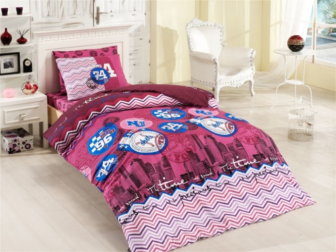 Lenjerie de pat copii Ranforce City V3 Pink- 200 x 160 cm
