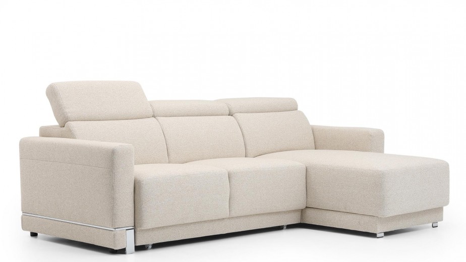 Coltar Extensibil Bellisimi Small Bej, Sezlong pe Dreapta, cu Lada de Depozitare, tapitat cu Stofa, Tetiere Reglabile, l248xA173xH85-103 cm