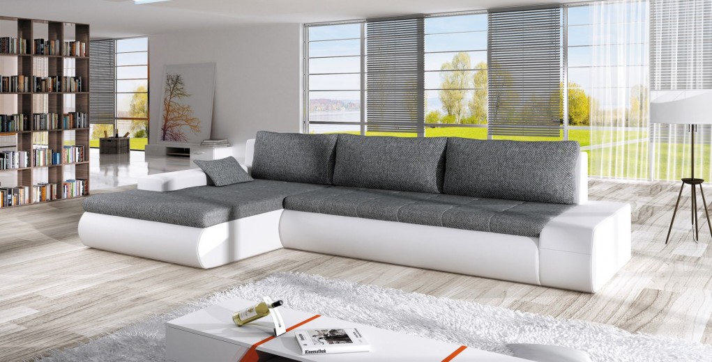 Coltar extensibil cu lada de depozitare, cu sezlong pe stanga Osaka IV, L299xA180xH85 cm