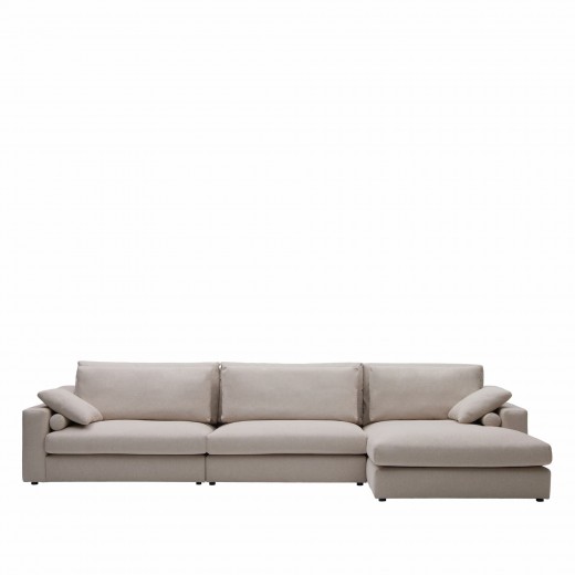Coltar Fix Atlantiss Bej Deschis, Sezlong pe Dreapta, tapitat cu Stofa, l376xA172xH94 cm