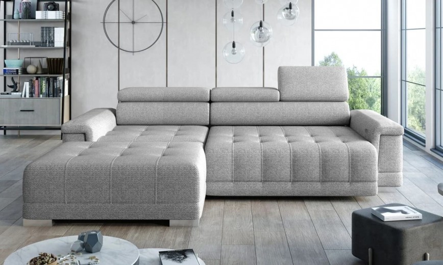 Coltar Fix, Sezlong pe Stanga, Mecanism Electric Relax, Tetiere Reglabile, Campis Mini, l276xA178xH78-101 cm