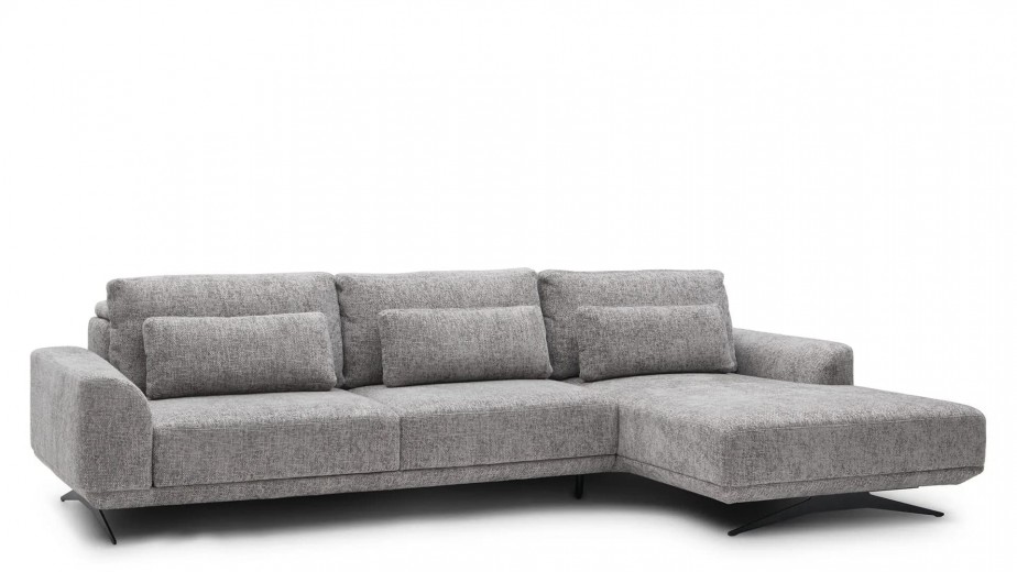 Coltar Functie Sleep Mistyque Medium Gri, Sezlong pe Dreapta, tapitat cu Stofa, Sezut Reglabil, Tetiere Reglabile, l320xA185xH79-120 cm