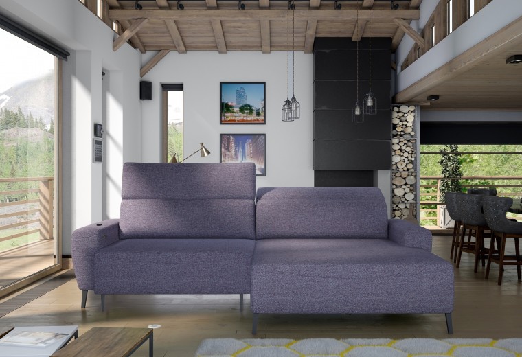 Coltar Samer Massimo 412 Fix cu Arcuri Ondulate si Spuma Poliuretanica N30/T-1818, Sezlong pe Dreapta, Mecanism Electric Relax, tapitat cu Stofa, Tetiere Reglabile, l285xA178xH78 cm