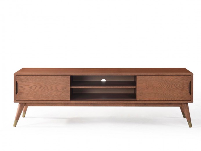 Comoda TV din MDF si furnir cu 2 sertare Isa, l160xA40xH49 cm