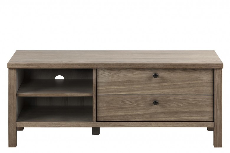 Comoda TV din lemn si furnir, cu 2 sertare Brentwood Gri, l120xA37xH50 cm
