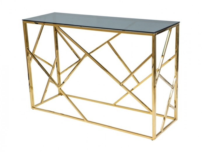 Consola din sticla si metal, Estacio C Fumuriu / Auriu, l120xA40xH78 cm