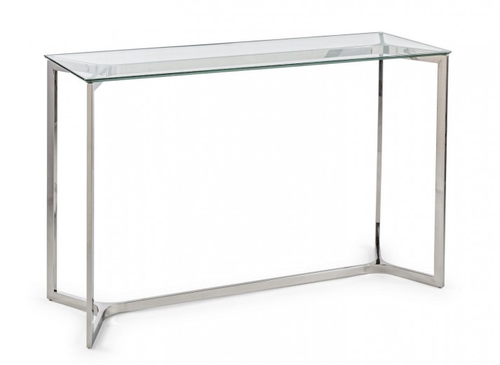 Consola din sticla si metal, Saphira I Transparent / Argintiu, l120xA40xH80 cm