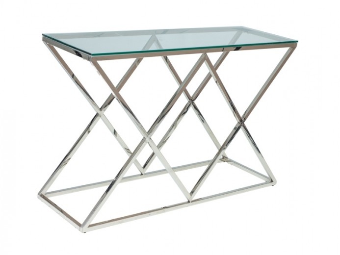 Consola din sticla si metal, Zentaro S Transparent / Crom, l100xA30xH78 cm