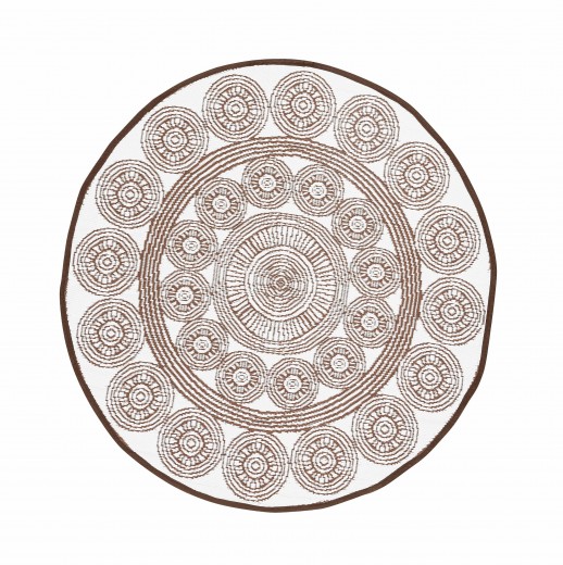 Covor de exterior, Rasht Alb / Maro, Ø150 cm