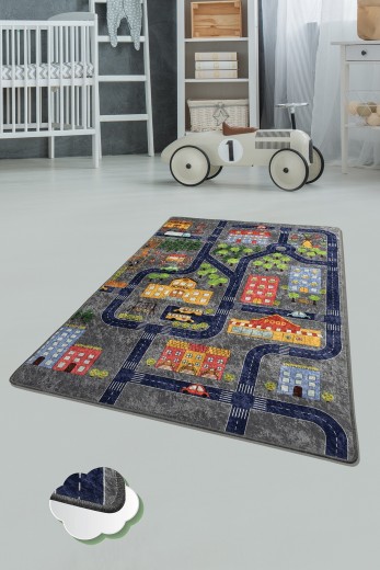 Covor pentru copii Grey Small Town Multicolor