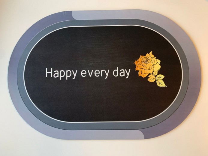 Covoras pentru baie antiderapant, din diatomit absorbant, Happy Every Day Multicolor, 59 x 40 cm