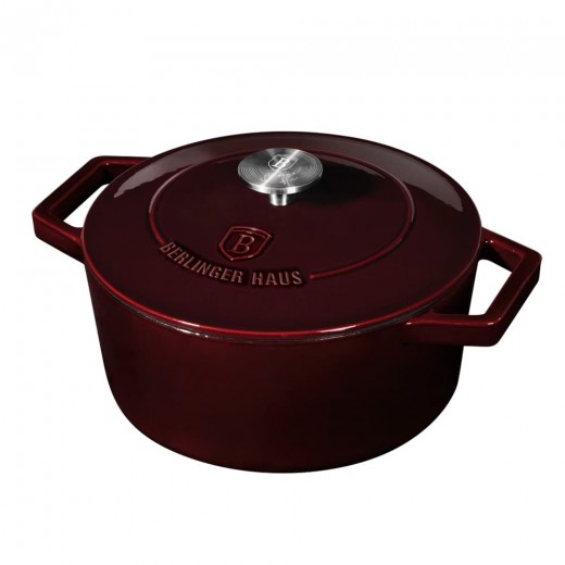 Cratita din fonta cu invelis emailat si capac, Ø24 cm, Metallic Line Burgundy