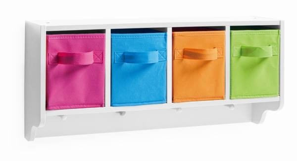 Cuier cu 4 sertare, din MDF si material textil, pentru copii, Scandi Multicolor, l61xA16xH28 cm