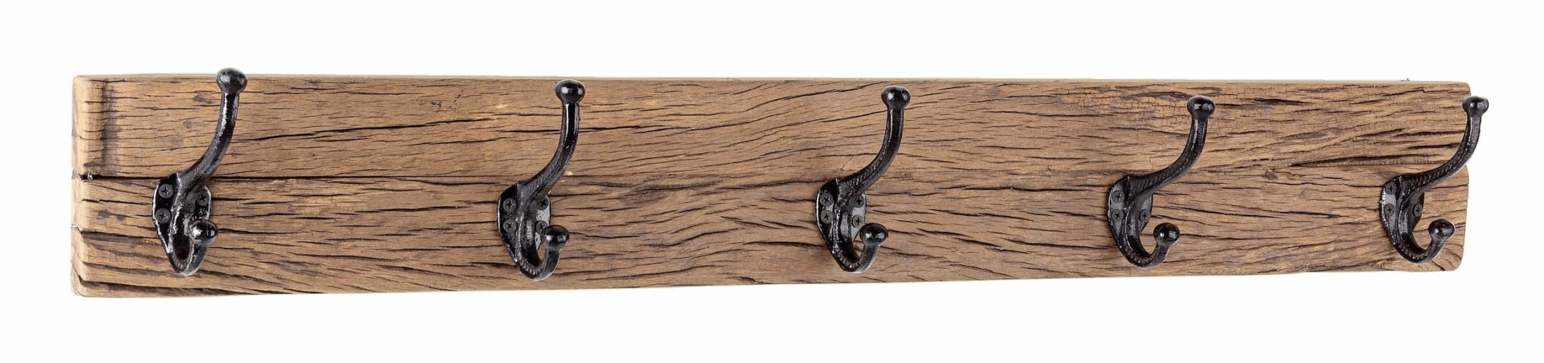 Cuier suspendat din lemn reciclat si metal, Rafter 5H Negru / Natural, l94xA14xH13 cm