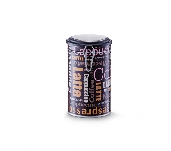 Cutie metalica pentru cafea, cu capac Cappuccino Latte Maro inchis / Multicolor, Ø11xH20 cm