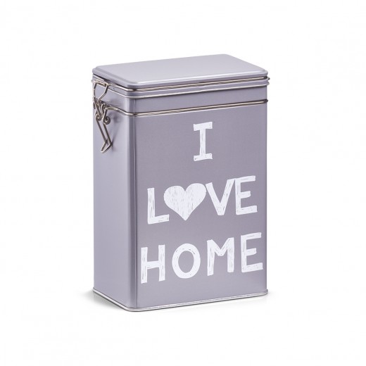 Cutie metalica pentru cafea Love Home, cu capac etans, Grey, l12xA7,7xH19 cm