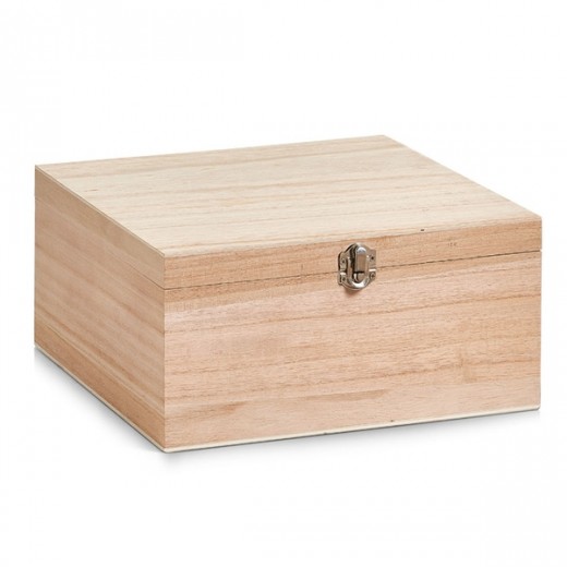 Cutie pentru depozitare cu capac, din lemn, Storage Large Natural, L26xl26xH12,5 cm