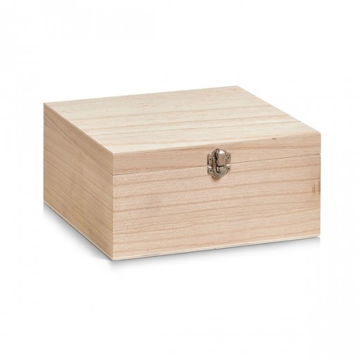 Cutie pentru depozitare cu capac, din lemn, Storage Medium Natural, L23xl23xH11 cm