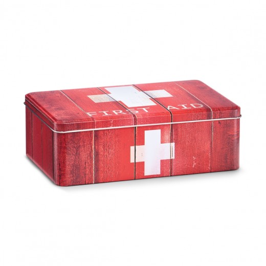 Cutie pentru depozitarea medicamentelor, First Aid, Metal Red, l20xA13xH6,8 cm