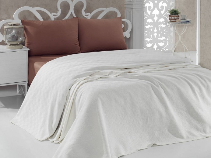 Cuvertura din bumbac King Crem, 260 x 220 cm