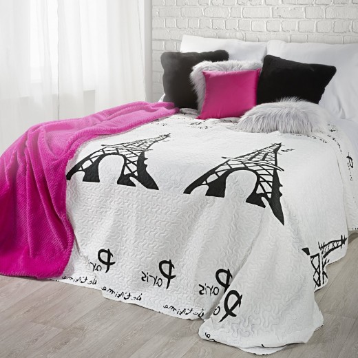 Cuvertura pat copii France White / Black, 170 x 210 cm