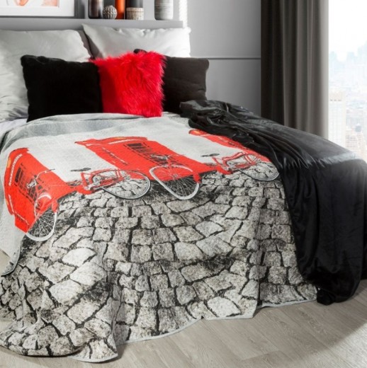 Cuvertura pat copii Ville Grey / Red, 170 x 210 cm