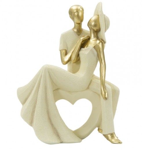 Decoratiune Couple on heart Gold, L18xl11xH23,5 cm