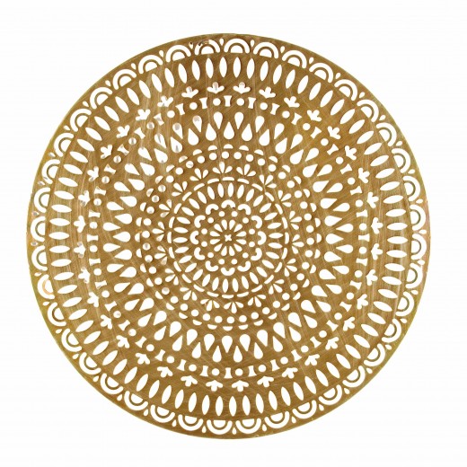 Decoratiune de perete din metal, Adhira Round Auriu Antichizat, Ø63 cm
