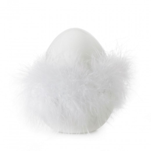 Decoratiune din dolomita Cebal Egg Big Alb, Ø9xH12 cm