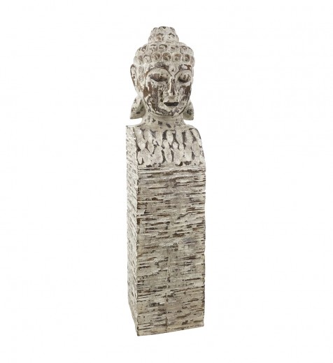 Decoratiune din lemn de albasia, Ethnic Buddha Natural, L15xl15xH75 cm