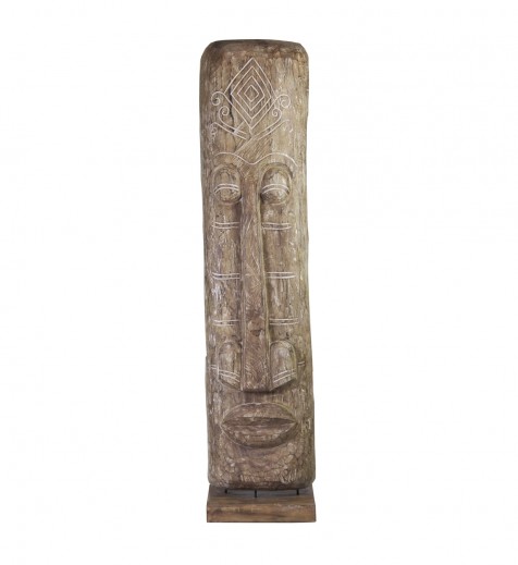 Decoratiune din lemn de tec, Large Totem Natural, L40xl40xH200 cm