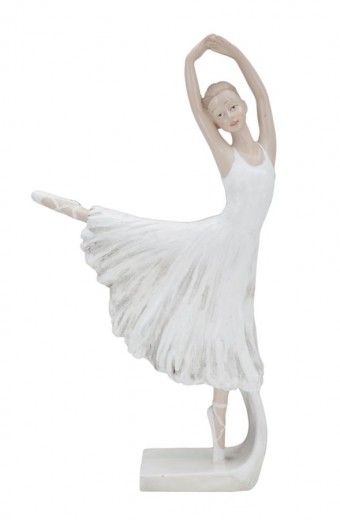 Decoratiune din rasina Ballerina Dancing A Alb / Nude, l14xA4,5xH24 cm