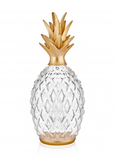 Decoratiune din sticla Diamond Pineapple Auriu, Ø17xH45 cm