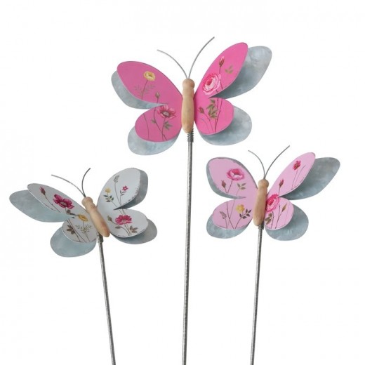 Decoratiune metalica de gradina Rosalie Butterfly Multicolor, Modele Asortate, H107 cm