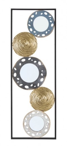 Decoratiune metalica de perete, cu oglinda, Gloty E Multicolor, l31xA3xH90 cm
