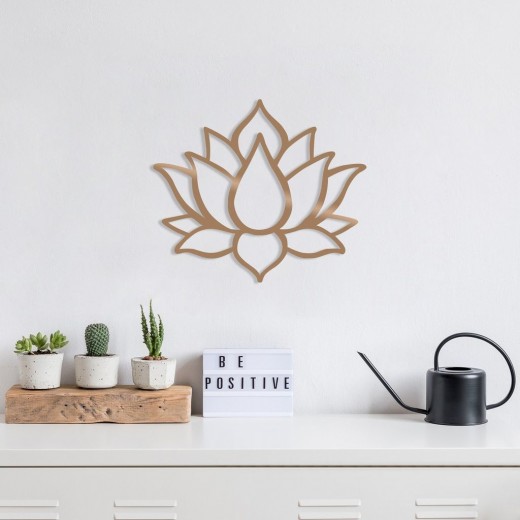 Decoratiune metalica de perete, Lotus Flower 1 Cupru, l50xA1,5xH43 cm