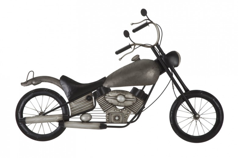 Decoratiune metalica de perete Motorbike Gri inchis / Negru, l103xA5,5xH69 cm