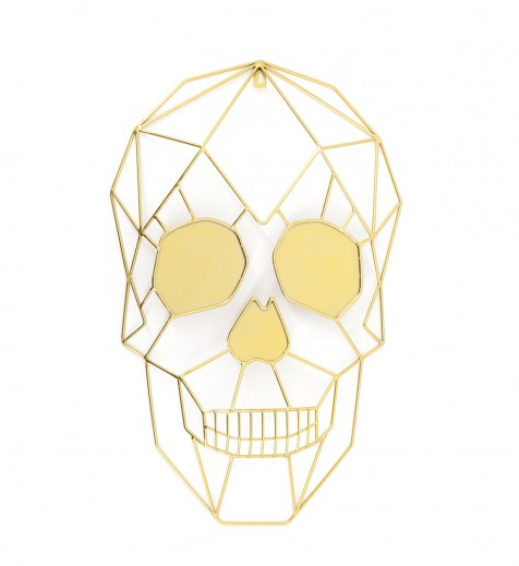 Decoratiune metalica de perete Skull Auriu, l38xA6xH60 cm