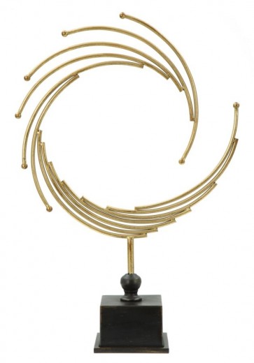 Decoratiune metalica Glam Round Auriu / Negru, l36xA11xH54 cm